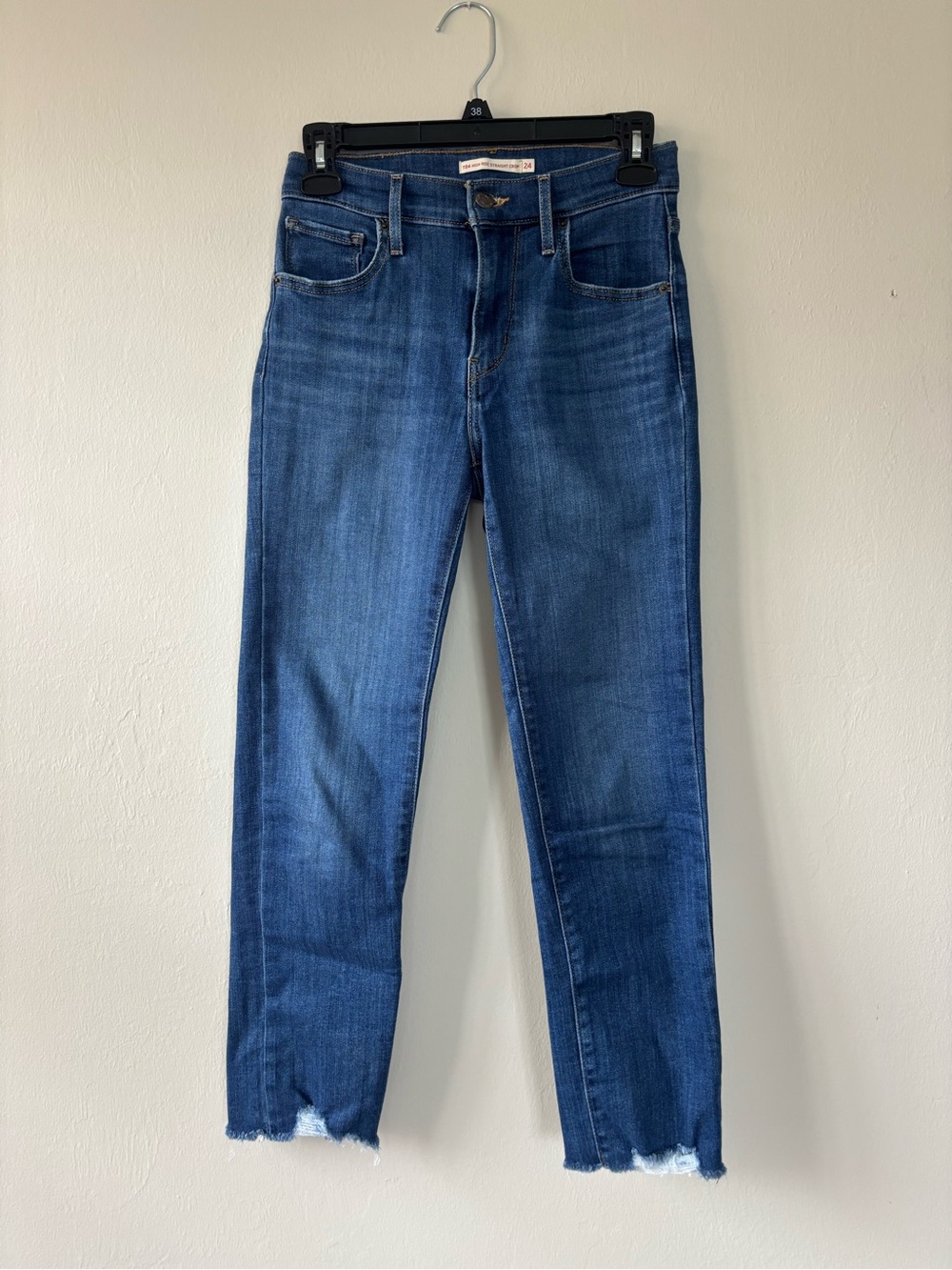 Levi’s 724 High Rise Straight Crop Jeans Womens Size 24 Raw Hem